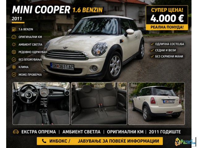 Mini kuper 1.6 benzin 2011 